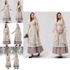Chic Lace Long Gown With Hood And Accessories For Halloween Female Costume