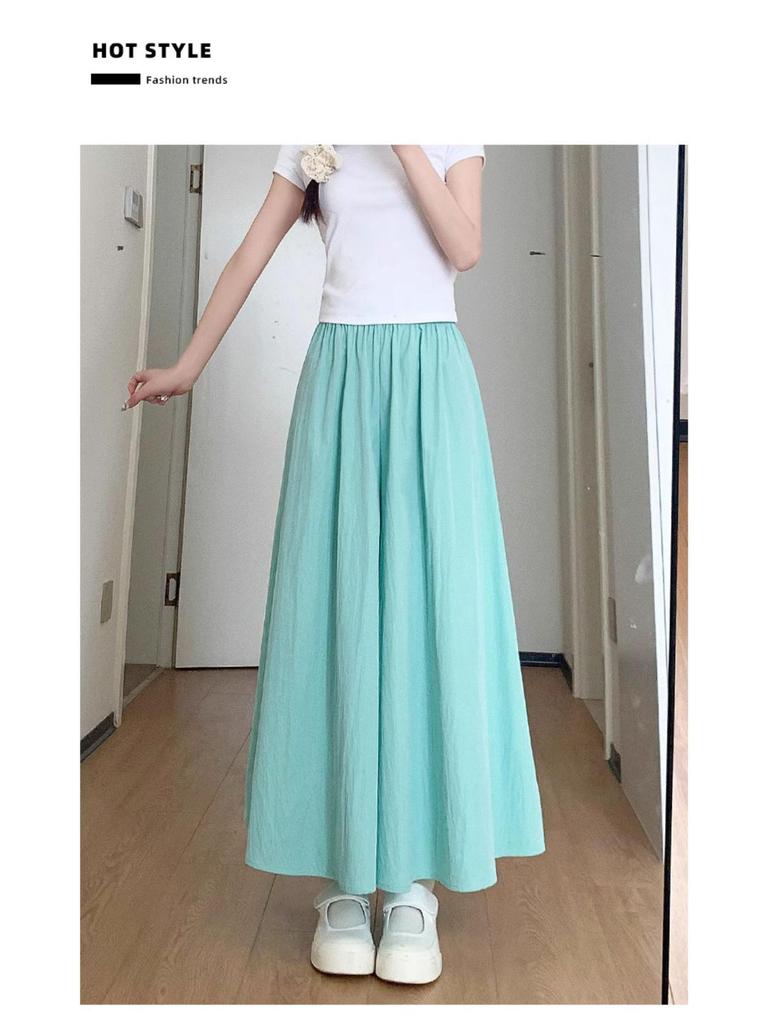 Petite Yamamoto Women's High-Waisted Summer Culottes: Slimming Casual Wide-Leg Midi Skirt Pants