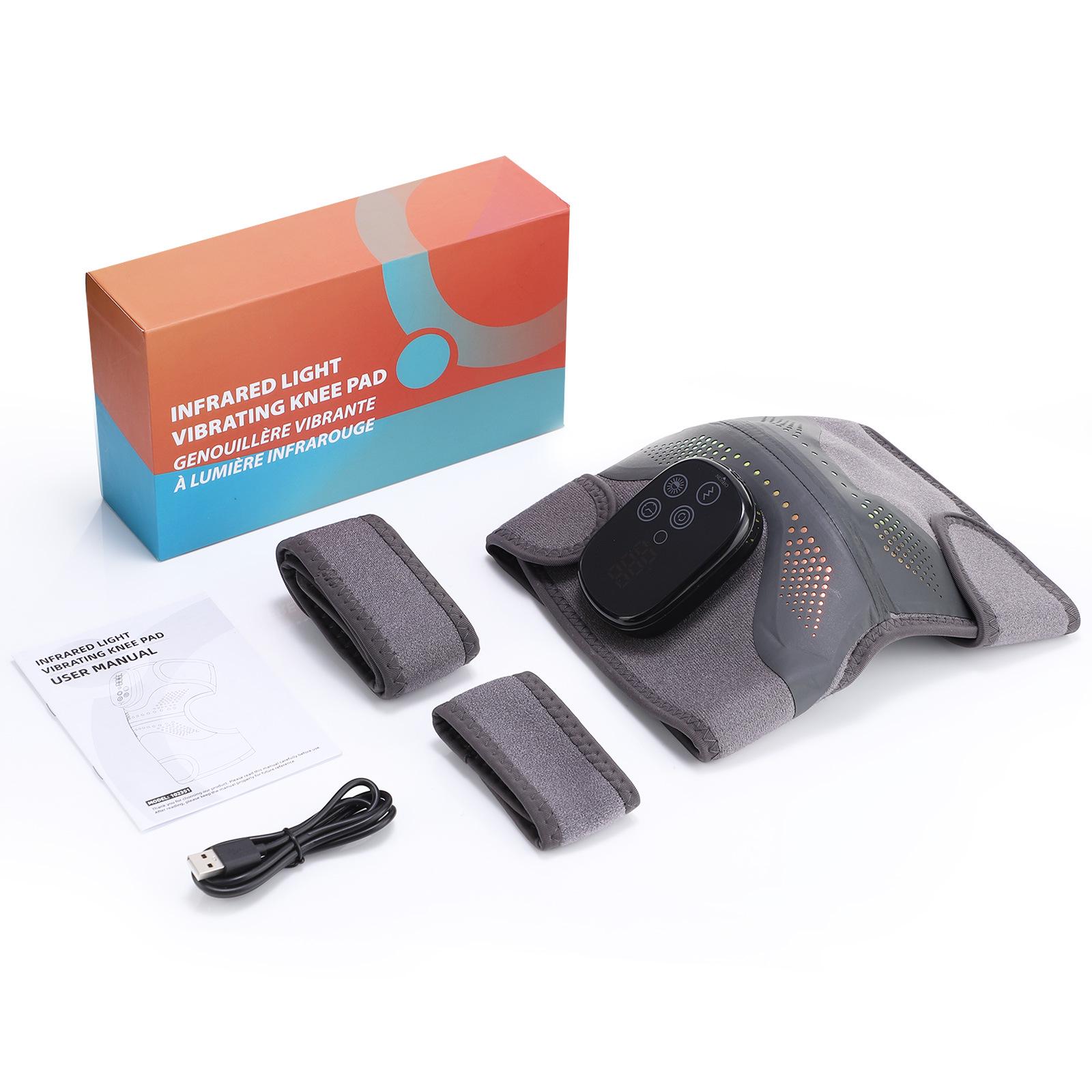 Электрический подогреваемый красный свет Вибрационный Массажер для коленей - Физиотерапевтическое устройство серый