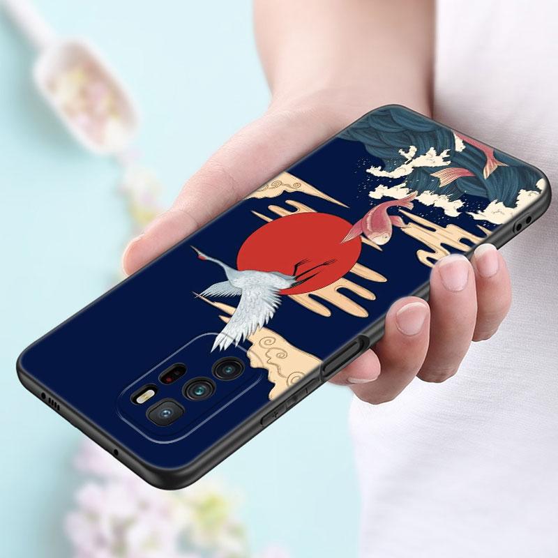 Anime-Telefonkasten im japanischen Stil für Xiaomi Redmi Note 7 8 9 10 Lite 11 11E 11T 12 Pro 11S 4G 10T 5G 8T 9S 10S TPU-Schwarzabdeckung