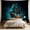 2D Nautical Gothic Tapestry, Haunted Pirate Ship for Room & Party Decor