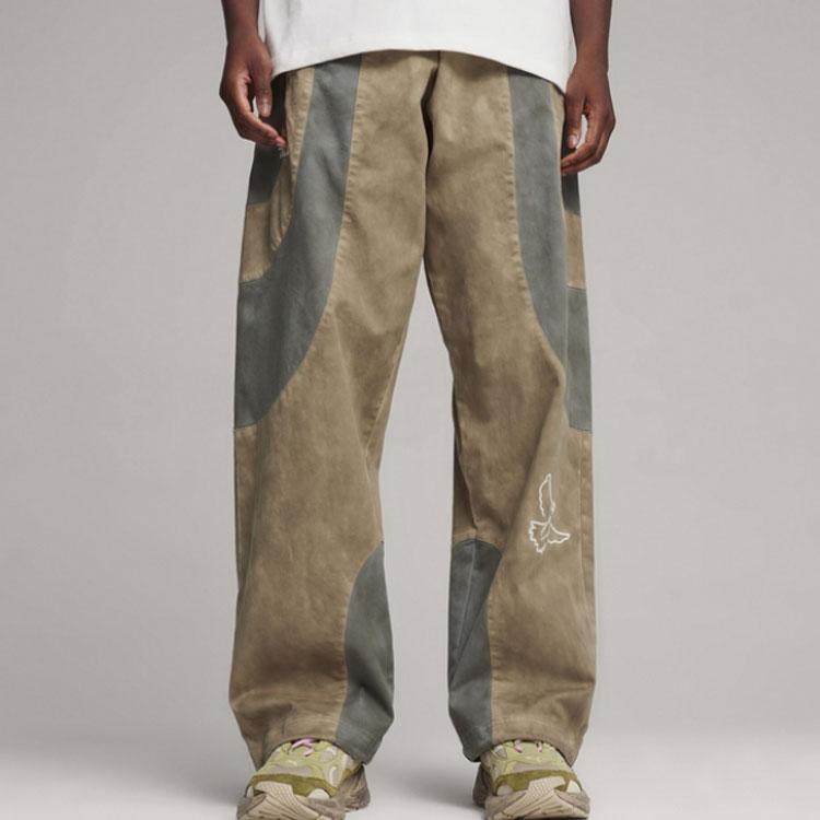 Puma X Kidsuper Color Block Comfortable Loose-Fit Woven Casual Pants Unisex Bottoms Marble-Gray 624079-94