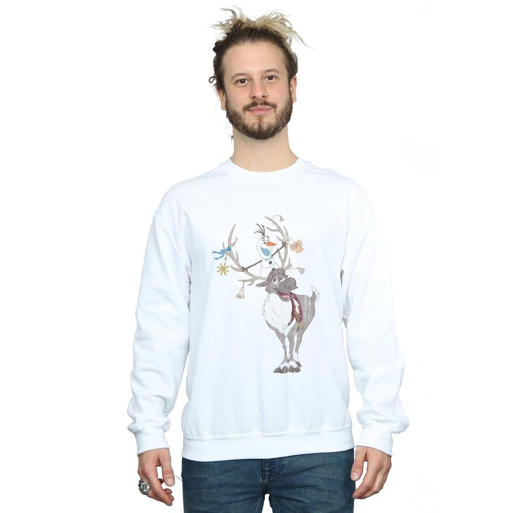 Disney Mens Frozen Sven And Olaf Christmas Ornaments Sweatshirt