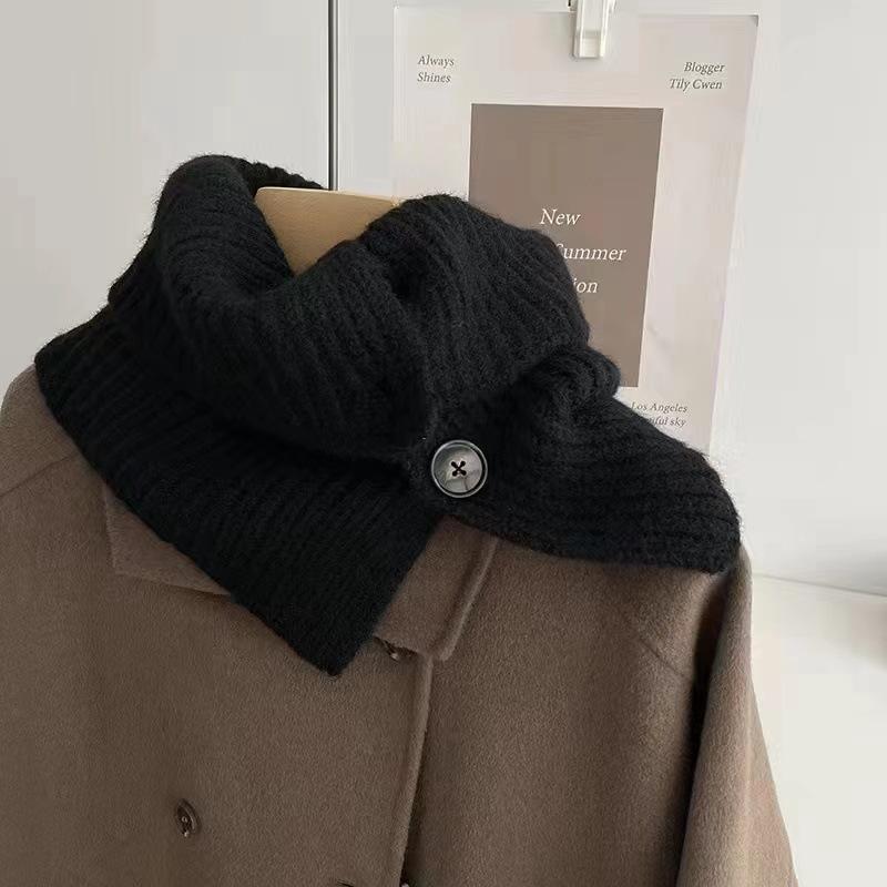 New Decorative Collar Scarf For Women Girls Winter Solid Knitted Neckerchief Fashion Soft Warmer Neck Collar Pullover Scarves