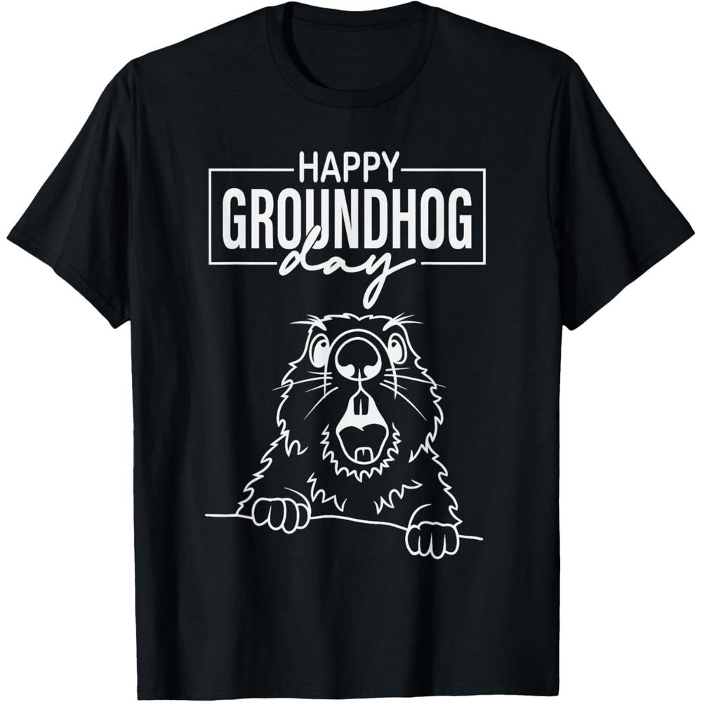 Happy Groundhog Day Funny Groundhog Day Cotton Men T Shirt XS чёрный