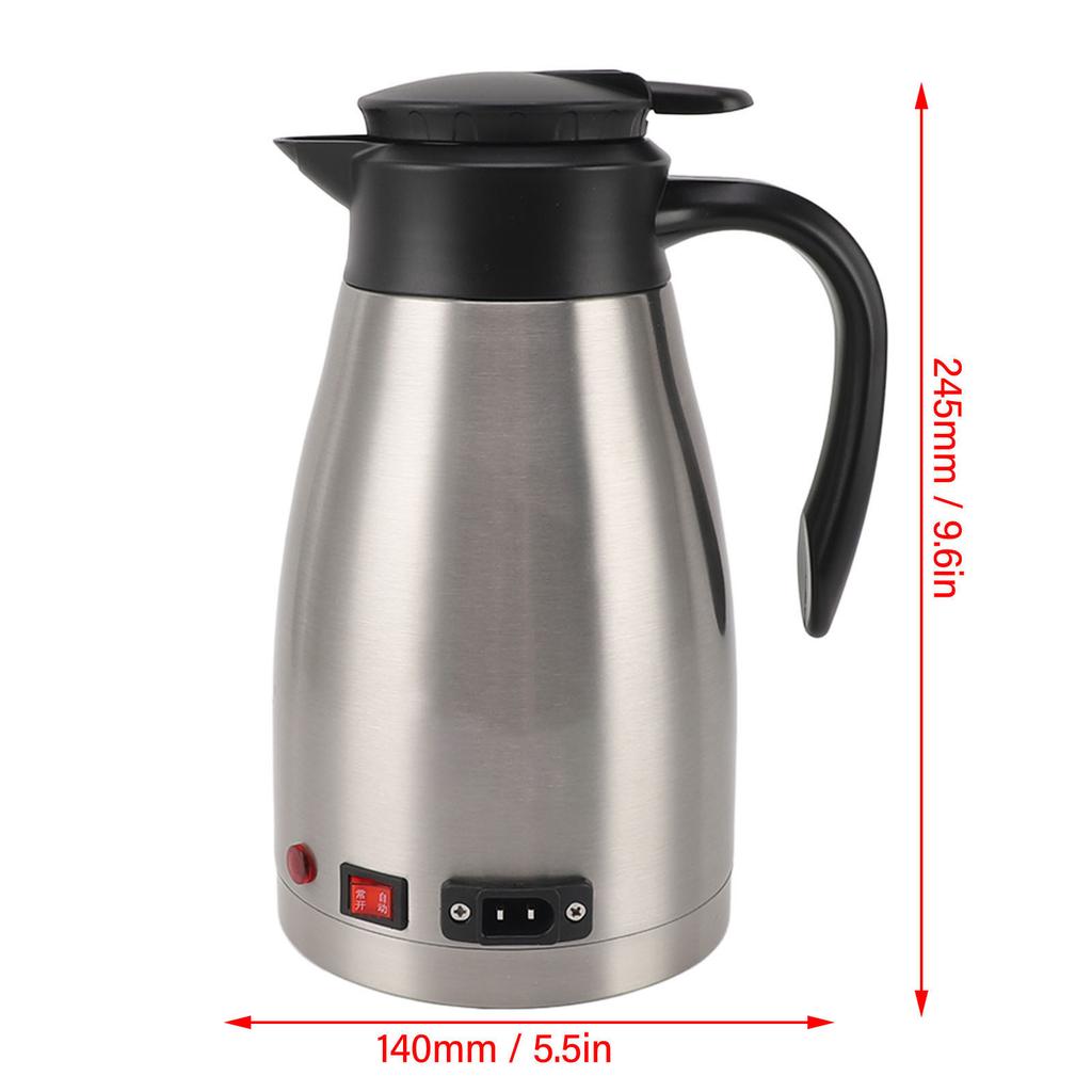 12V Electric Car Kettle Portable Stainless Steel 1300ML Large Capacity Electric Car Water Boiler for Outdoor Travel