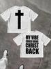 T-shirt a maniche corte con motivo a lettere retrò, fronte e retro, versatile, urbana, Y2K, top, estetica rock gotica, punk, casual, uomo, donna