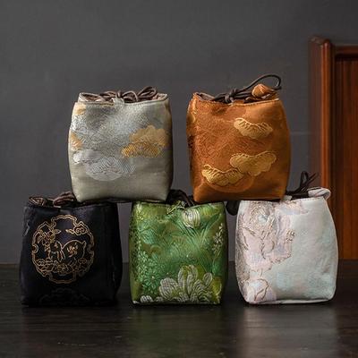 Chinese Style Brocade Tea Set Storage Bag Thickened Embroidered Chinese Style Bag Tea Accessories Bag Chinese Tea Culture