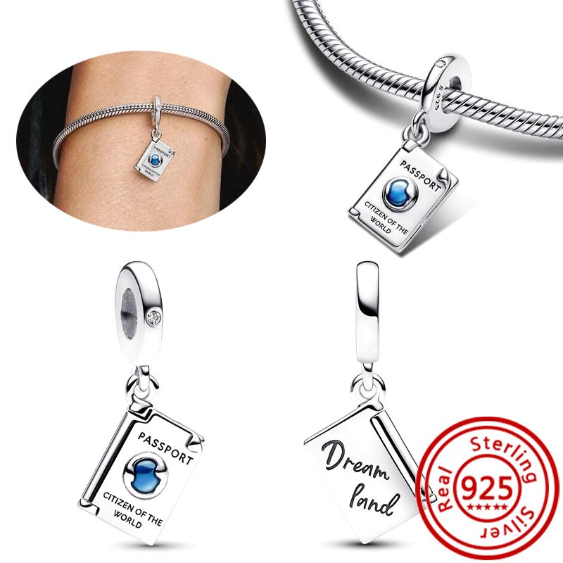 Fit Original Pantaro Charms Bracelet DIY Zircon 925 copper Blue Angel Wings Feathers Crown Star Moon Sun Clip Heart Shiny Beads