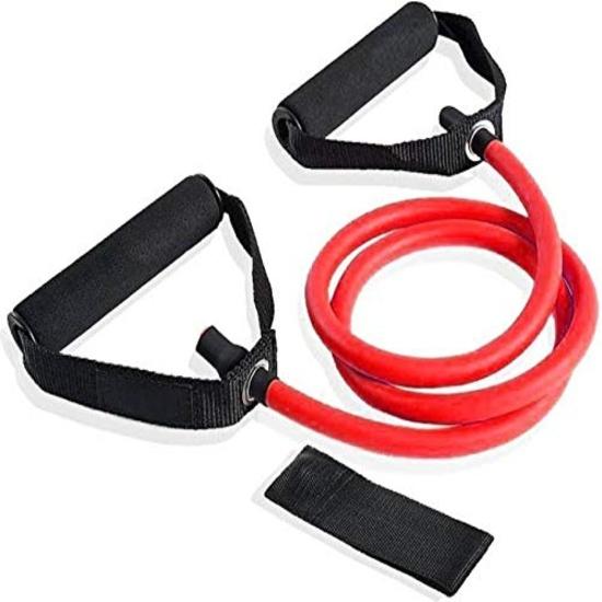 KD Resistance Band Toning Tube with Door Anchor (15-50 lbs) Medium Heavy E Heavy Exercise Home Workout Strength Training and Weight (Medium, Red)