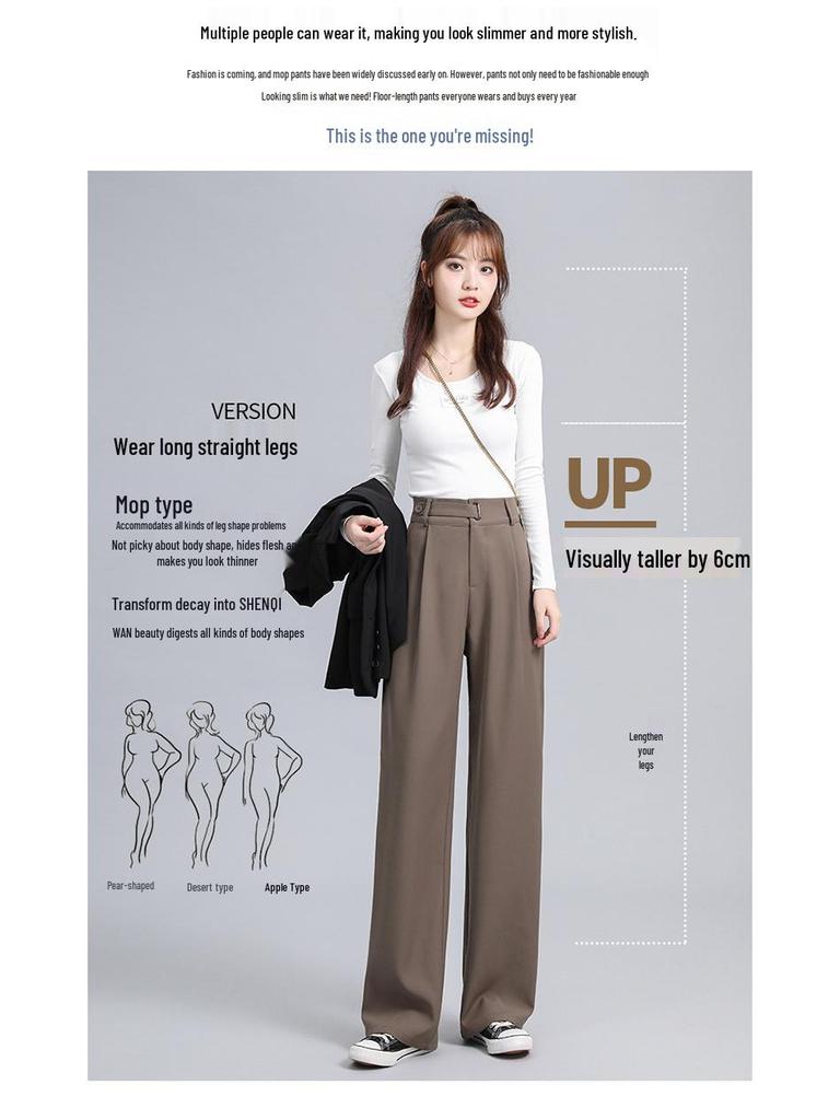 Women's Spring 2025 Straight Leg High Waist Casual Wide Leg Pants