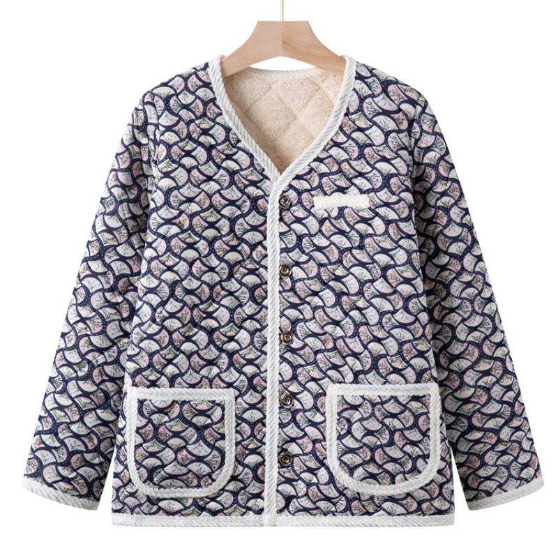 Temperament middle-aged mother padded jacket women's winter fashion padded clothes piled and thickened loungewear