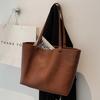 Soft Leather Tote Bag for Women 2026 New Large Capacity Casual Shoulder Handbags Solid Color Versatile Commuter Work Bags