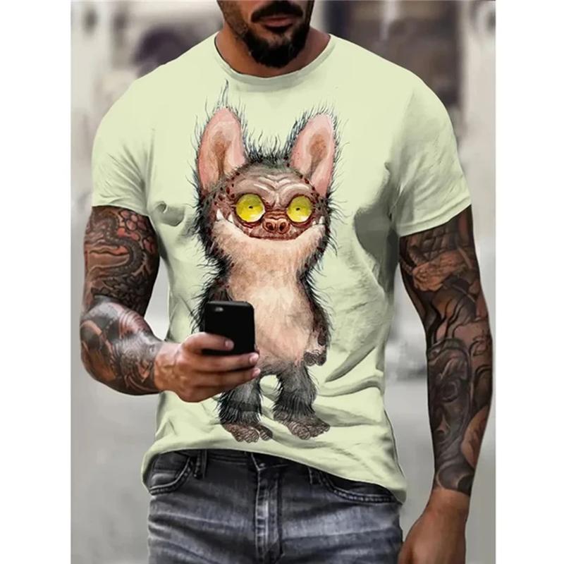 Новая летняя мужская винтажная футболка с 3D-принтом, смешные графические топы, футболки, мужская повседневная стильная одежда с коротким рукавом, модная уличная одежда S розовый