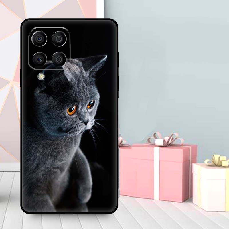 Schöne Graue Britisch Kurzhaar Katze Hülle Für Samsung Galaxy M35 M56 M12 M06 M32 M52 M55 M15 M11 M13 M14 M16 M36 M31 M53 M34 M54