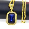 Heren Hip Hop Ketting, Ingelegd Diamant Vierkant Robijn Hanger, Vintage Rode Steen Sieraden Kostuum Accessoires