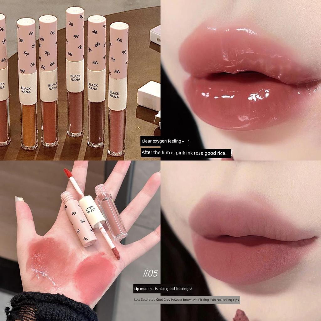 Cold Beige Brown Sweet Feeling of Mourning! Gray Coffee Tea Brown Low Saturation Matte Lip Mud Fender Light Mirror Lip Lacquer Light Fashion Lipstick
