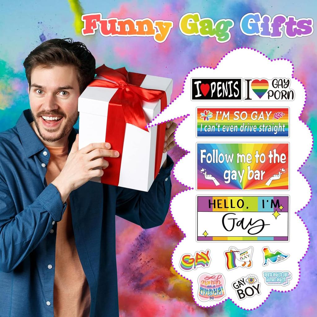 76 PCS Original Funny Gay Prank Bumper Stickers, Funny LGBT Gay Stickers For Cars Decals Motorcycle Truck Vehicles Luggage Sticker For Adults Bumper