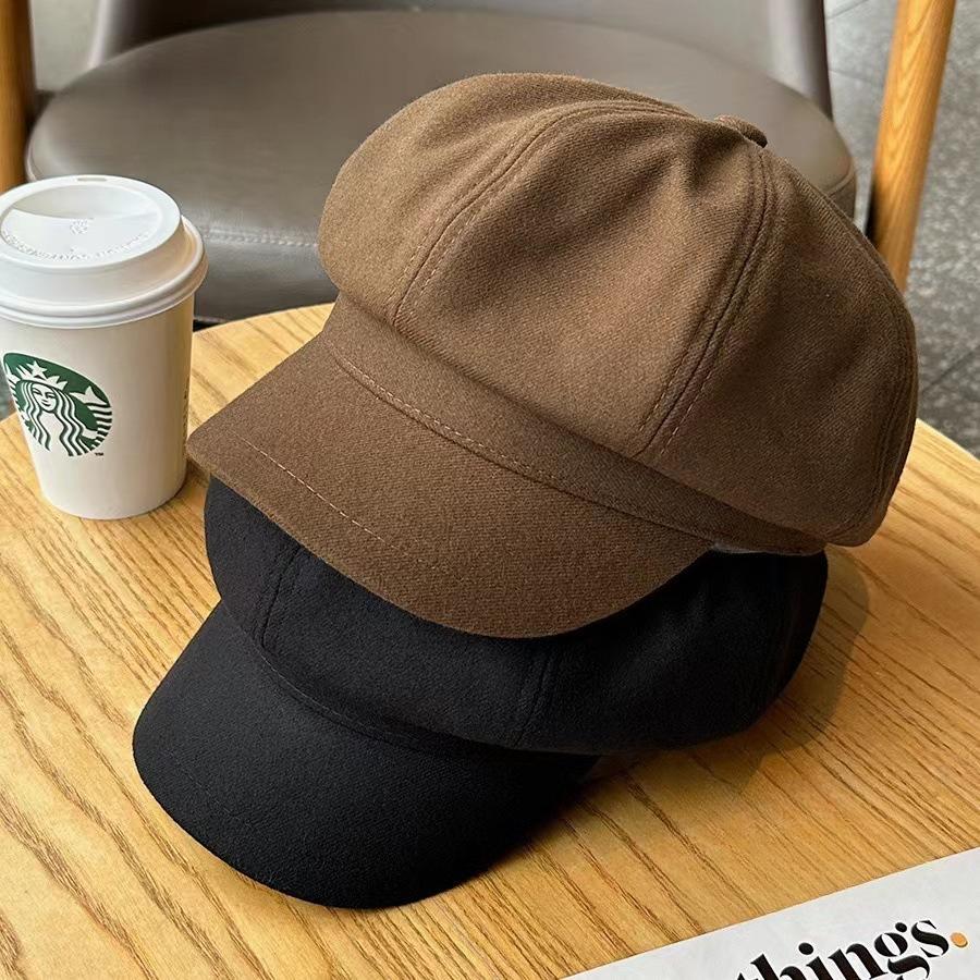 Autumn Winter Beret Women Girls Korean Vintage Fashion Versatile Octagonal Hat Artistic Style Newsboy Hat Japanese Painter Hat