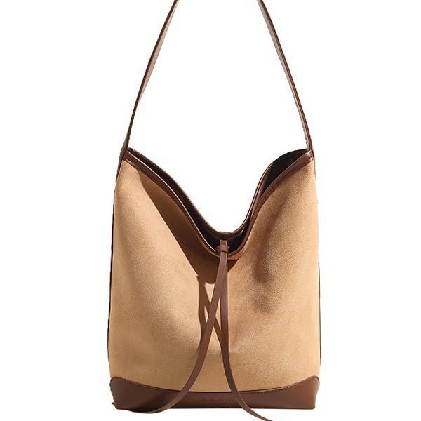 New fashion tote bucket bag casual 2025 autumn and winter commuter shoulder bag large capacity suede bag women