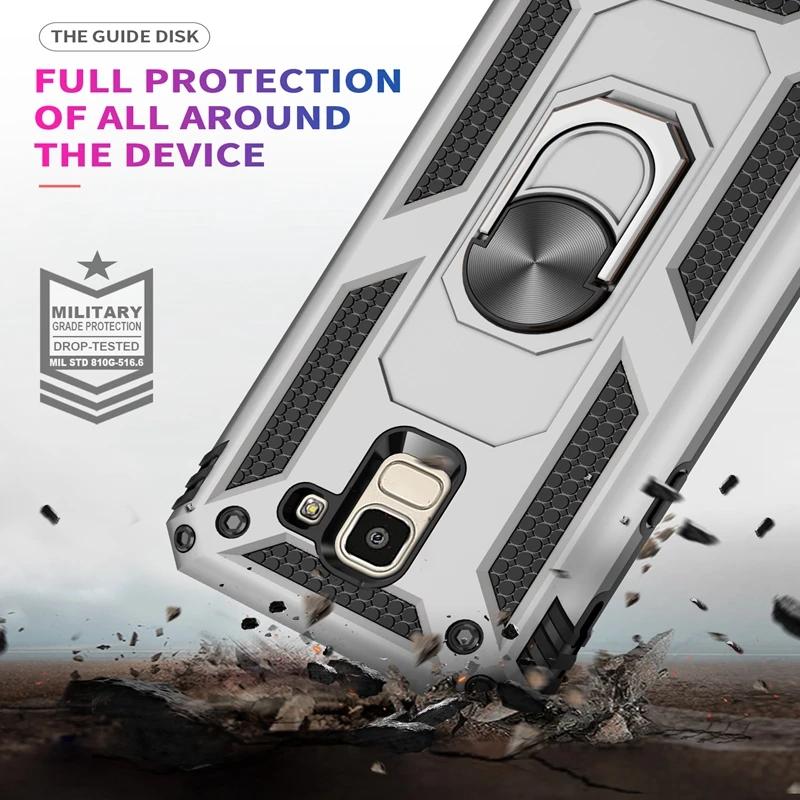 Armor Case For Samsung Galaxy J4 J6 Plus 2018 J5 J7 2017 Shockproof Finger Ring Car Cover