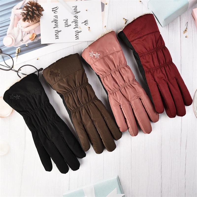 Winter sports thermal gloves women's velvet thickened outdoor riding windproof and cold-proof couple cycling driving non-slip
