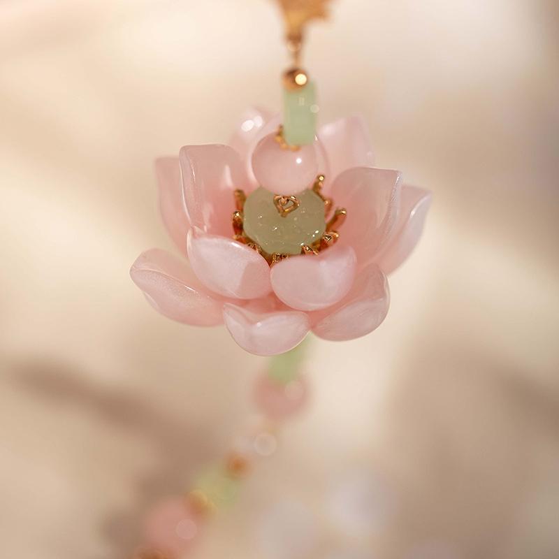 Retro Ethnic Style Necklace Chinese Style Beaded Flower Choker Natural Stone Prayer Necklaces Women Cheongsam Necklace Jewelry