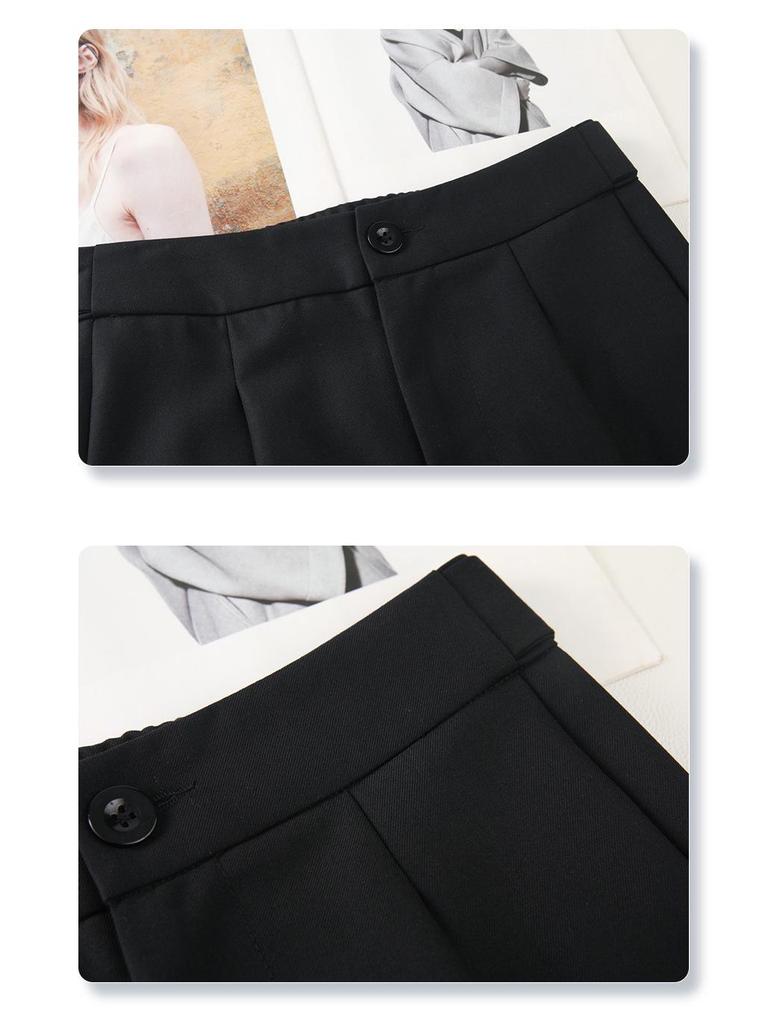 Women's 2025 Gray High-Waisted Wide-Leg Dress Pants - Spring/Autumn Casual and Drapey