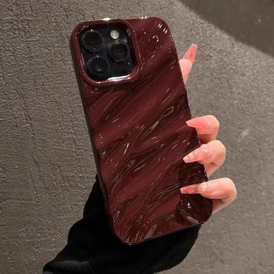 Luxury Soft Water Ripple Pattern Phone Case For iPhone 17 Air 11 12 13 14 15 16 Pro Max 16 Plus Plating 3D Bright Bumper Cover
