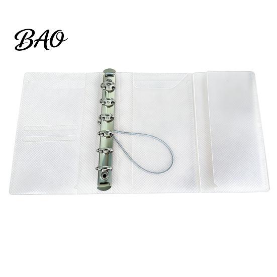 Refillable Planner Binder A6 A7 M5 Trifold Binder, 5/6-Rings Transparent Loose Leaf 6-Rings Folder, Budget Notebook Cover for School, Office, Meeting