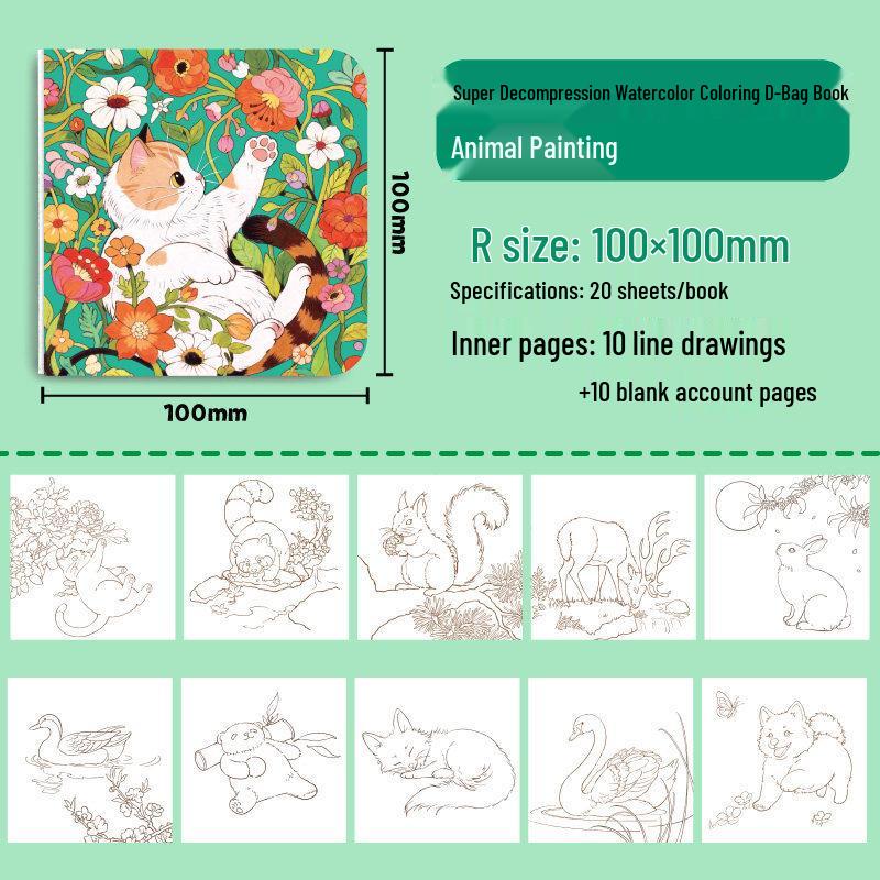 Feile Bird National Style Watercolor Accordion Folded Painting Book - Dunhuang Palace Design, 300g, Includes Line Drawing and Stacking Features.