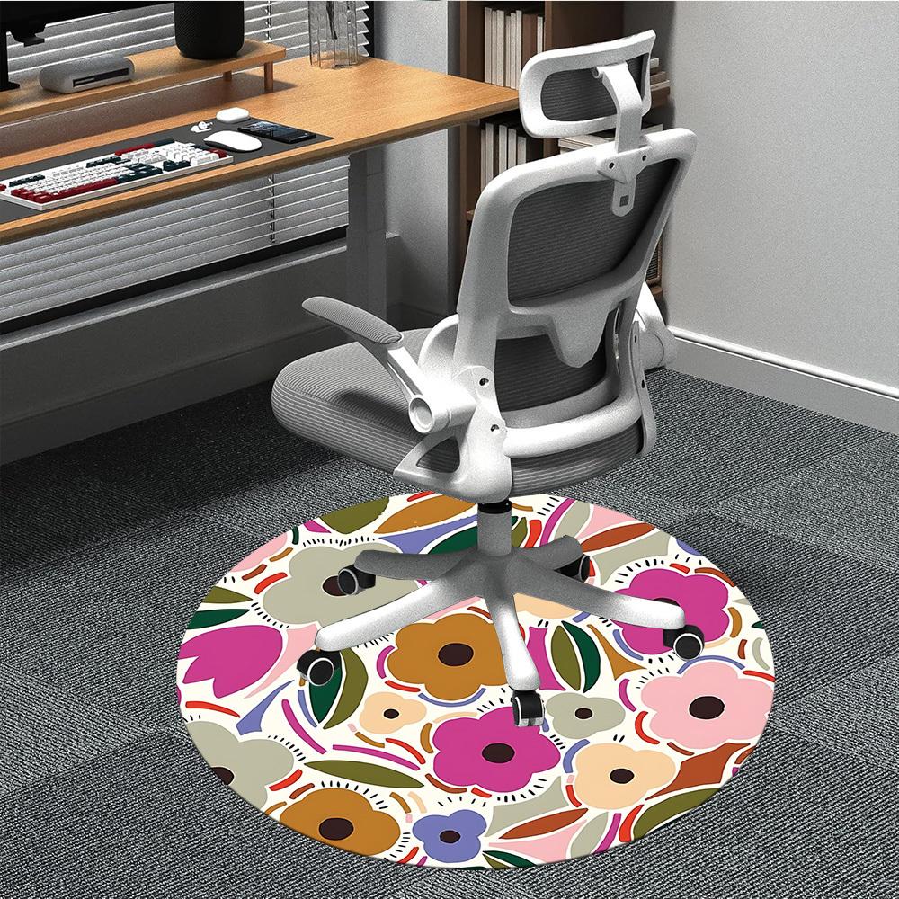 

1pc Floral Pattern Chair Carpet for Office, Non slip, Soft and Durable Office Rug for Interior Decoration 80cm