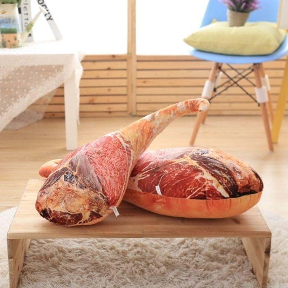 Stuffed Toy Ham Food Pillow Waist Cushion 3D Simulation Ham Creative Ham Plush Toy Office Sofa