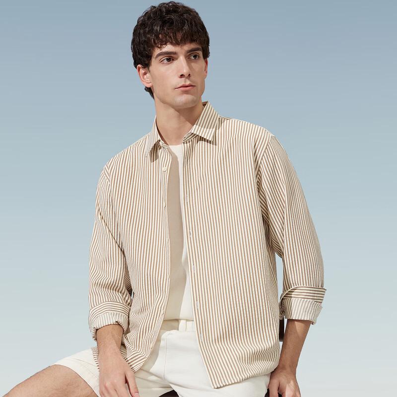 

Judger Men s Classic Striped Tencel Cotton Long Sleeve Shirt 40