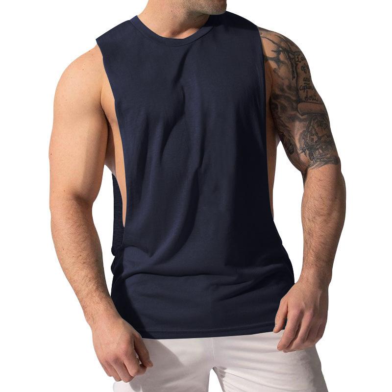 Men Muscle Fit Sleeveless Tank Top With Side Cutout Workout Gym Shirt