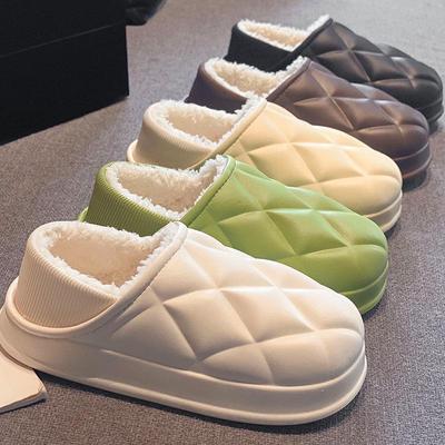 Women's Plush Cotton Winter Slippers with Heels & Men's Thick-Soled Soft Home Slippers for Outdoor Wear
