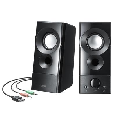 Sanwa Supply USB-betriebener Lautsprecher mit praktischem Ausgang (maximal 6W) MM-SPL20UBK