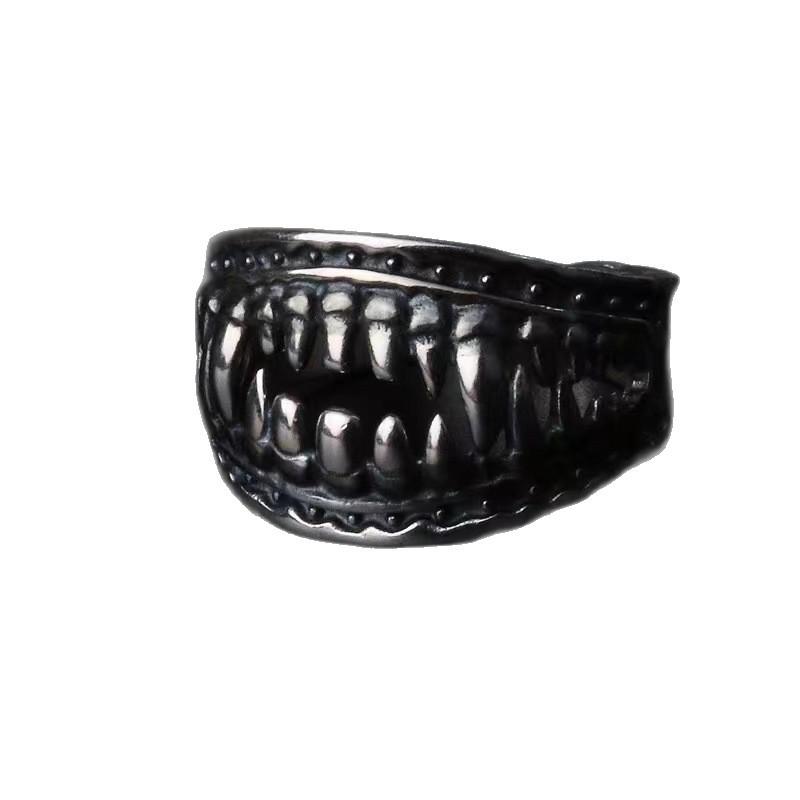Retro Devil Tooth Wide Circle Devil Ring Men's Jewelry Japanese and Men and Women