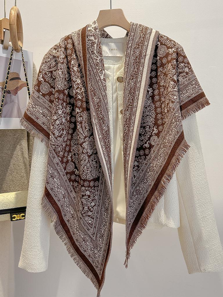 Women's Paisley Print Cashmere Shawl Imitation Pashmina Scarf Soft Warm Winter Wrap Fashionable Female Design Blanket Bufanda