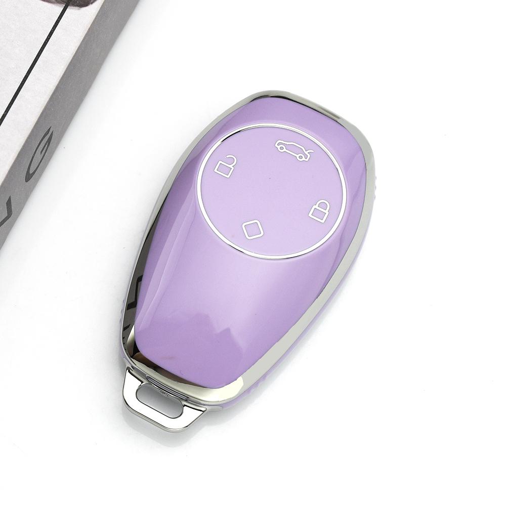 

4 buttons Fashion TPU Auto Car Key Cover Case Keyless Protector Accessories for Leapmotor T03 S01 C11 Shell Fob Holder silver edge key cover фіолетовий