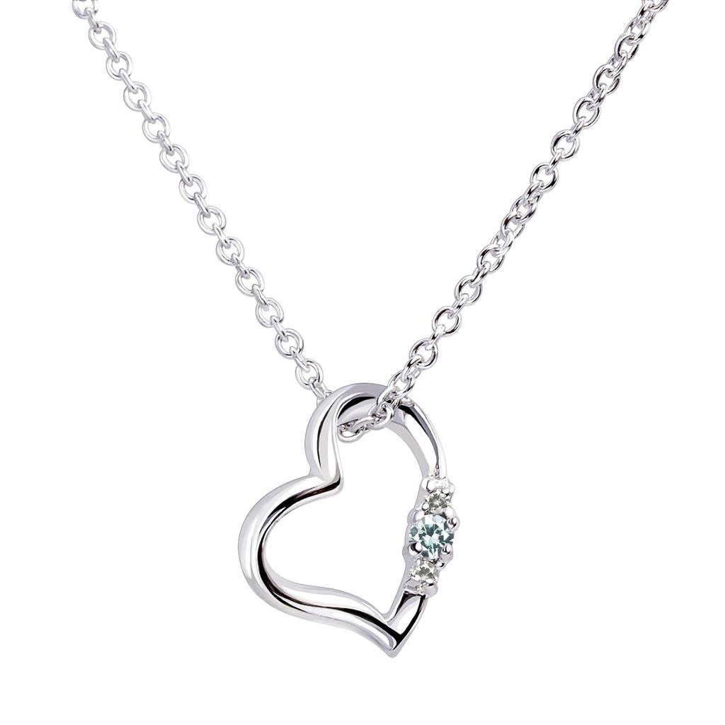 Natural Diamond Heart Necklace Teddy Bear Stuffed Toy Set November Blue Topaz Brown Bear [Sears] Women's 1491-tdt-01-b11