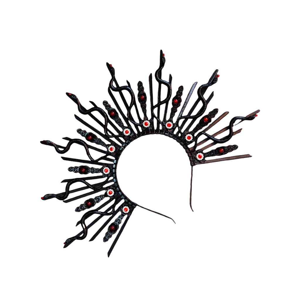 Multifuntional Snake Head Crown Hairpiece with Multiple Color Bridal Hair Crown for Enhancing Your Mythology Ensemble