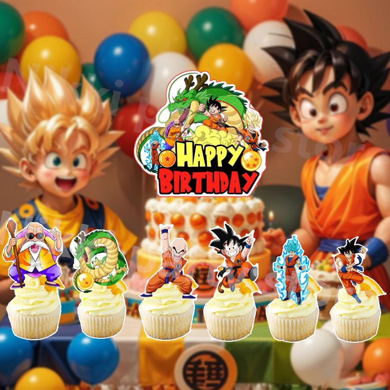 Dragon Ball Cake Decoration Goku Figure Birthday Party Supplies Cupcake Toppers Party Favors Baby Shower Toys Gifts