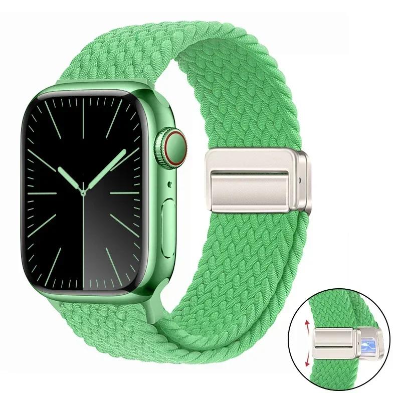 Magnetic Braided Loop Strap For Apple Watch Band 45mm 41mm 44mm 42mm 46mm Ultra 3 49mm Nylon Bracelet iWatch 11 10 9 8 7 6 5 SE