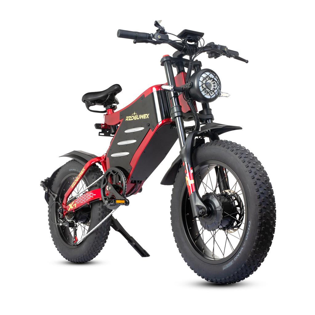 Bicicletta Elettrica da Montagna RZOGUWEX X7 Motore 1000W Batteria 30AH Bicicletta Elettrica 20 Pollici Pneumatici Grassetto Adulto Bicicletta Elettrica All-Terrain