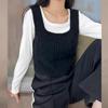 New Arrivals Open Run Women Square Neck Cable Knit Vest