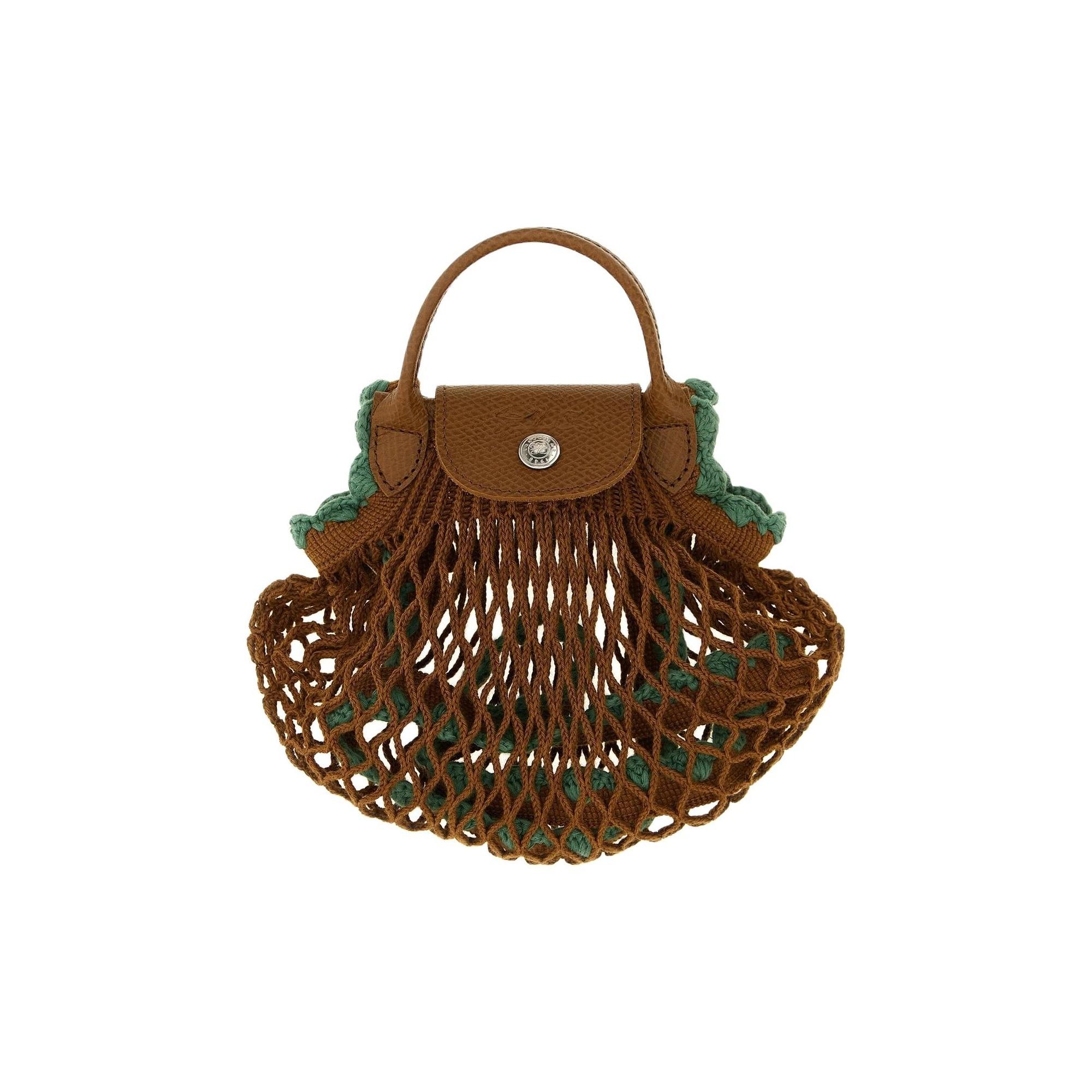 

Longchamp Le Pliage Collection Logo Color Block Design Cotton Canvas Mini Crossbody Tote Bag Women bags Brown Green 10139HGW004 Basic Set (Bag)