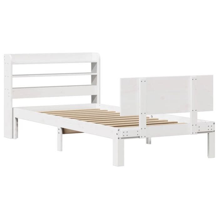 VidaXL Bed Frame with Headboard Without Mattress White 90x200 Cm 3306822