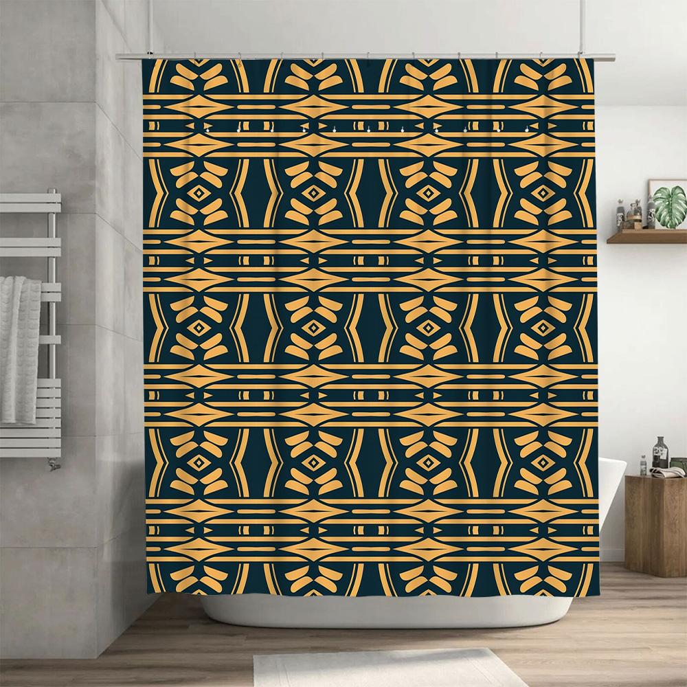 Unique Pattern Shower Curtain Blue Yellow Colorful Design Fabric Waterproof Bath Decor Home Accessories Customizable Size 69 x 7