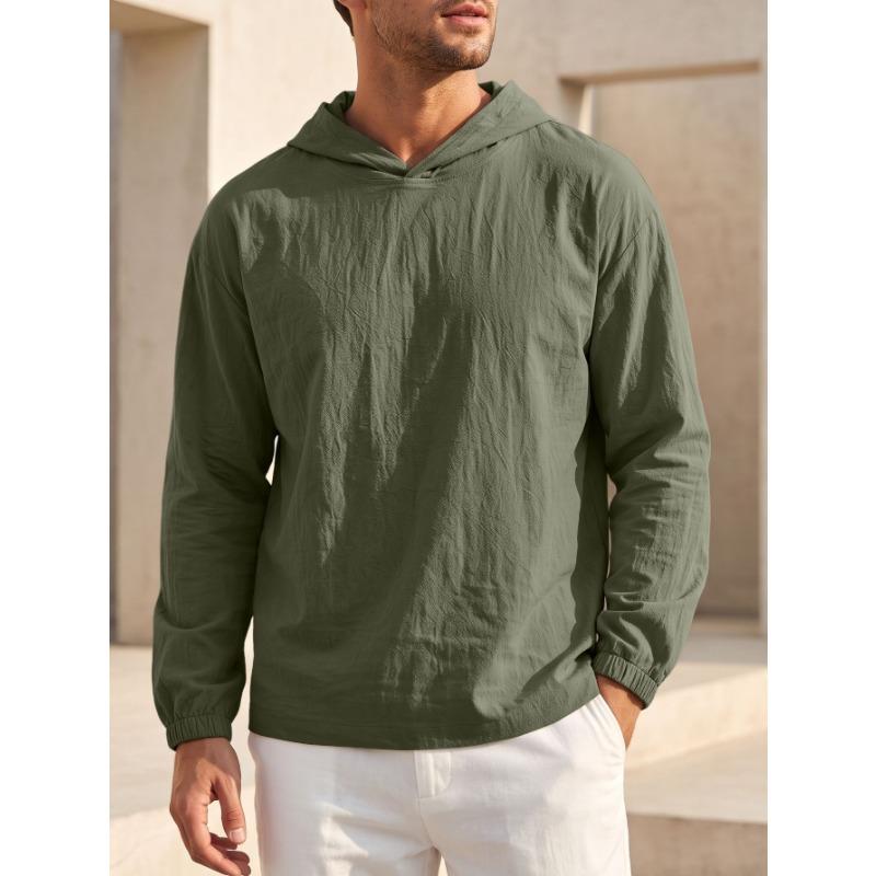Men S Casual Loose Fit Hooded Sweatshirt Long Sleeve European Size